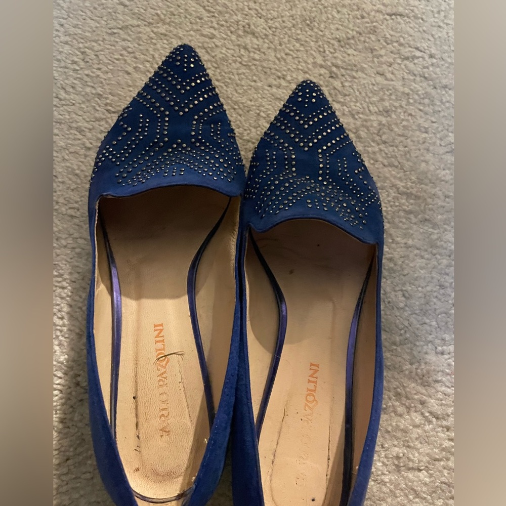 Carlo Pasolini studded bright blue flats